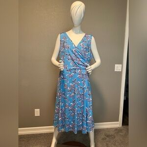 NWT LBISSE FLORAL DEEP V NECK FIT & FLARE DRESS